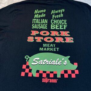Sopranos Satriale's Pork Store T Shirt Mens XL Black Meat Market Graphic Classic